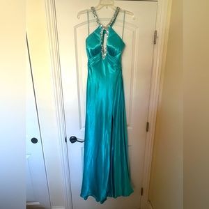 Le Femme Aqua Prom Long Formal Dress